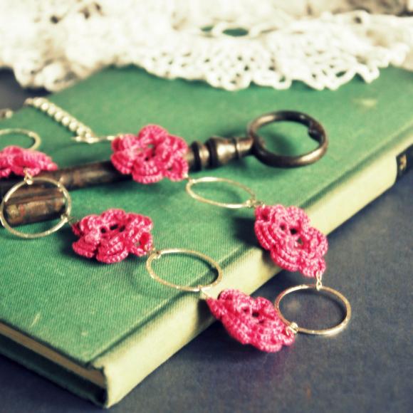 Cerise Pink Flower Necklace