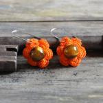 Flower Earrings with Gemstone Bead